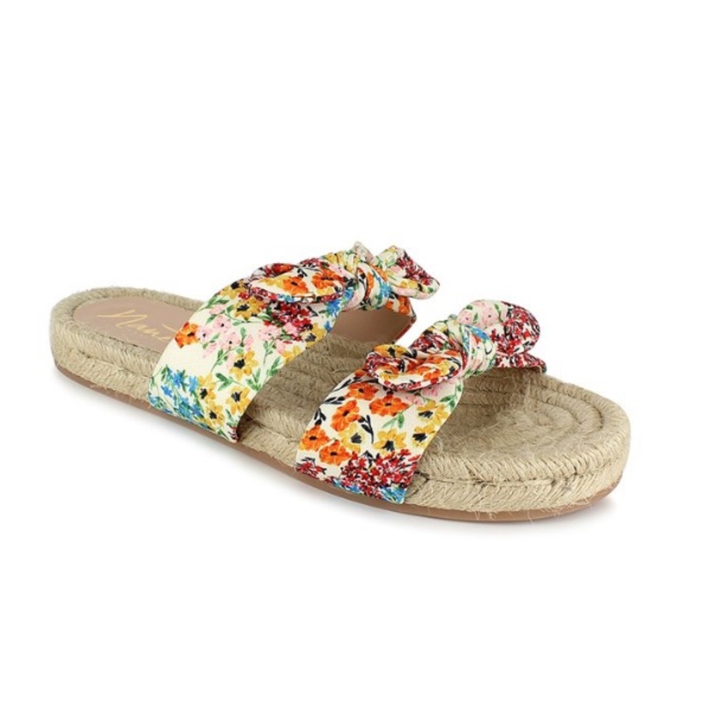 Nannette by Nannette Lepore Ivory Floral Lily Double Strap Espadrilles Size 7.5